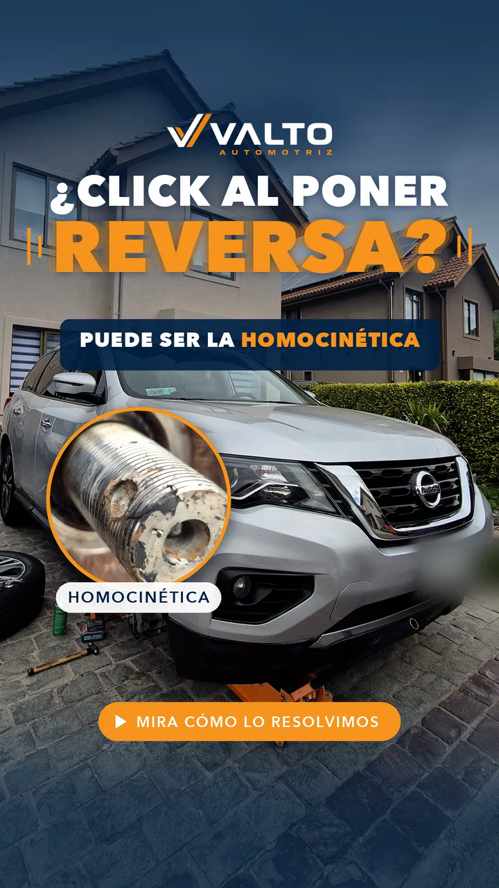 Nissan Pathfinder en un estacionamiento y, en un círculo, el eje de la homocinética